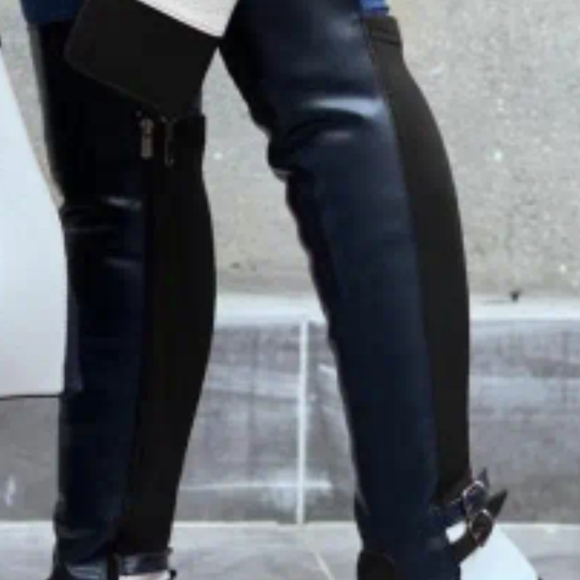 Stylish Black and Blue Over the Knee Boots